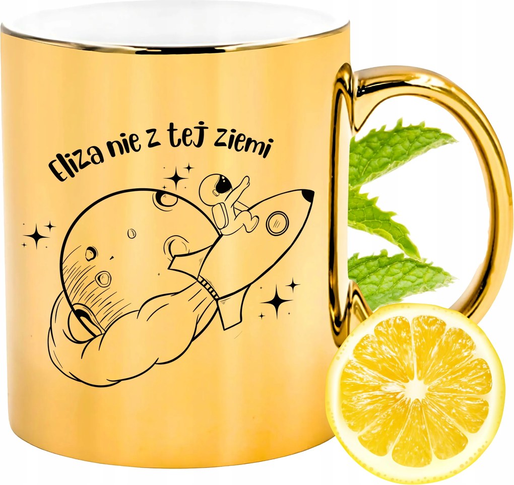 Prémium Arany Csillogó Bögre Eliza Ajándék Nyomtatott Fotóval