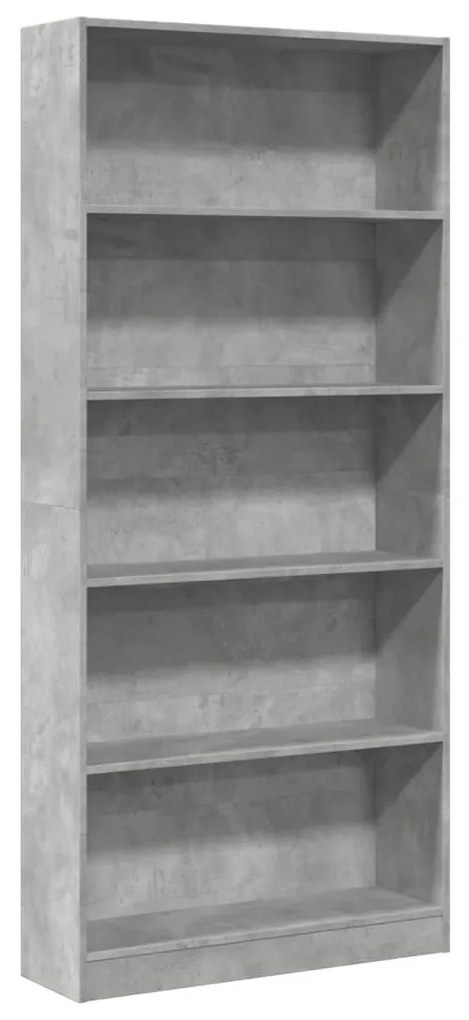 betonszürke szerelt fa könyvespolc 80 x 24 x 176 cm
