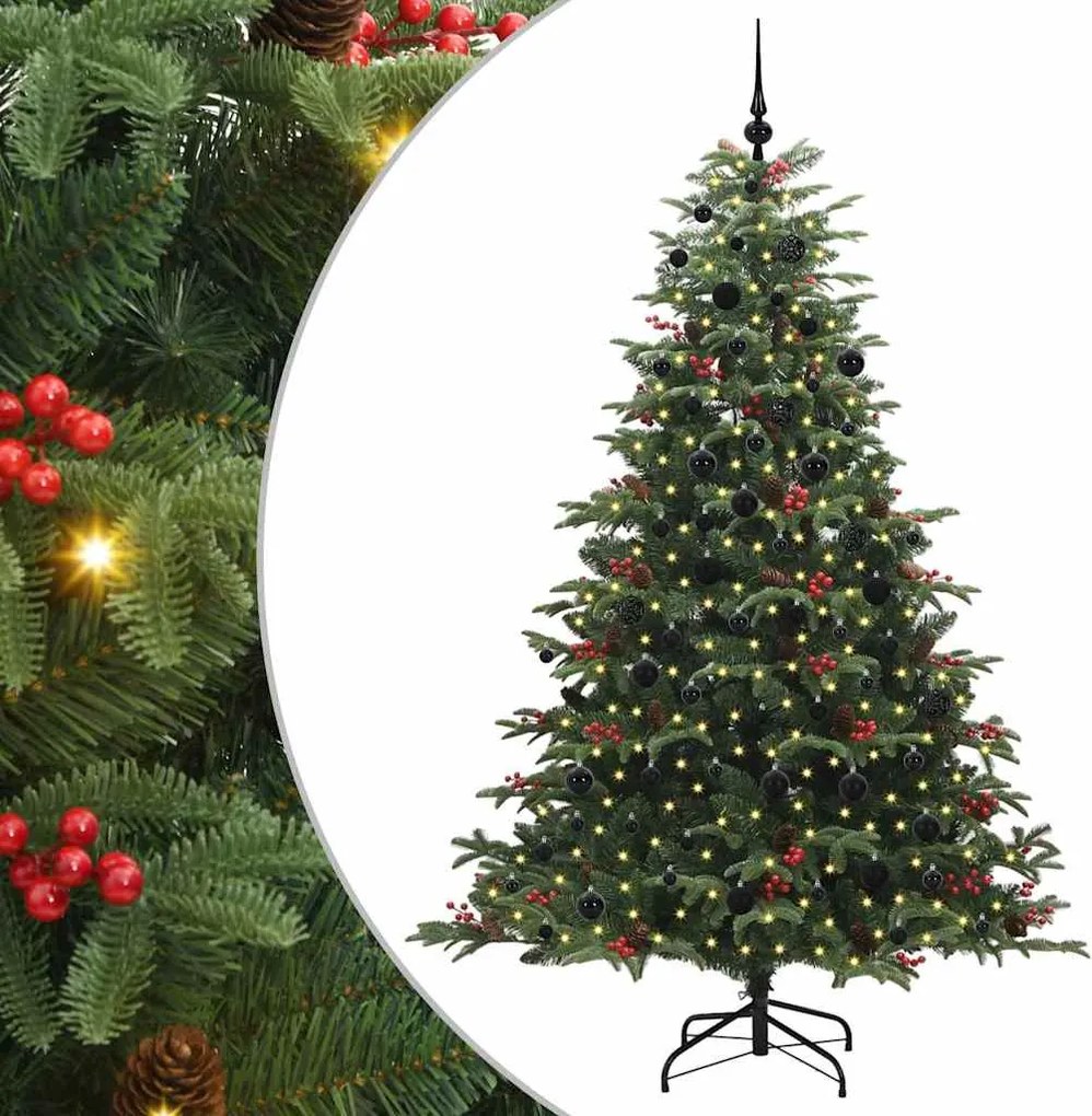 vidaXL Mű karácsonyfa 300 LED-del Zöld 210 cm PVC és Fém és Műanyag