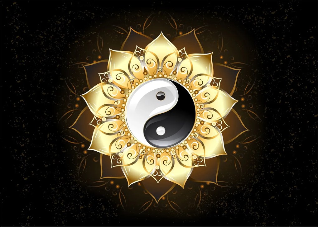 Kép - arany yin-yang (üvegen) (70x50 cm)