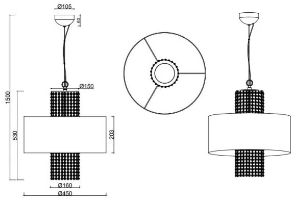 Reality - Csillár zsinóron KING 3xE14/28W/230V ezüst