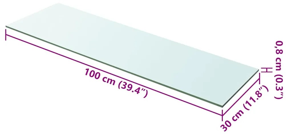 2 db átlátszó üveg paneles polc 100 x 30 cm