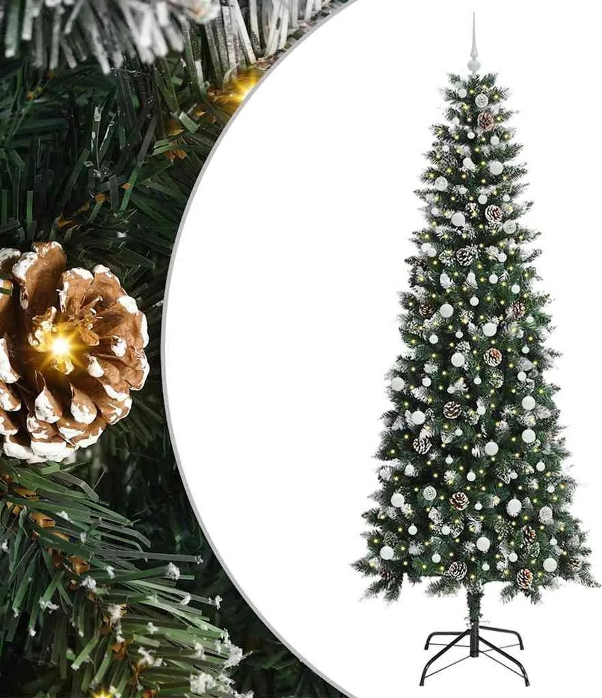 vidaXL Mű karácsonyfa 300 LED-del Zöld 240 cm PVC és Műanyag és Acél