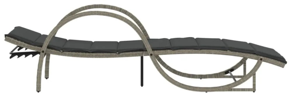 világosszürke polyrattan napozóágy párnával 60x199x42 cm