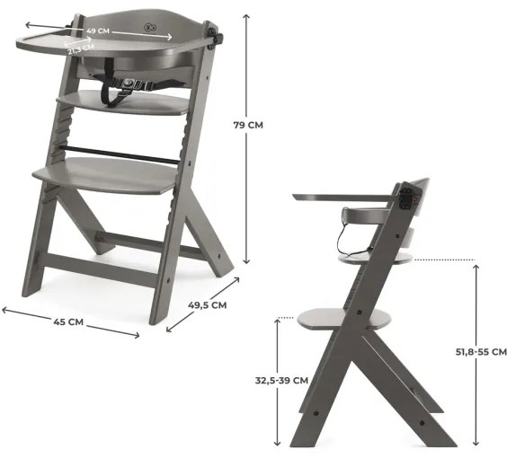 KINDERKRAFT - ENOCK gyermek étkezőszék, szürke