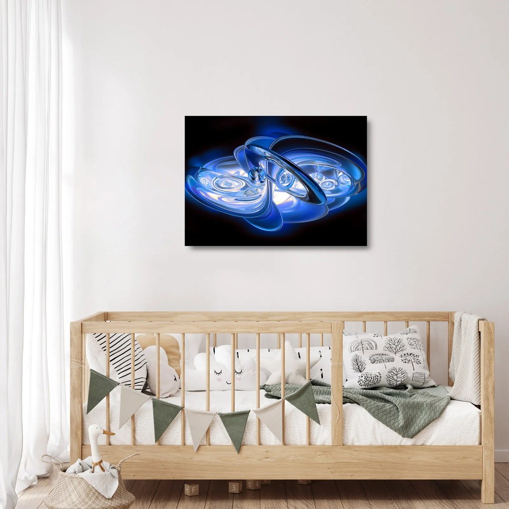 Kék absztrakt kép (üvegen) (70x50 cm)