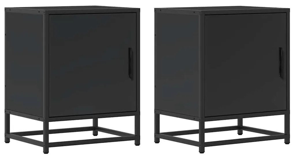 Éjjeliszekrények 2 db Fekete 40x31x50 cm Méretezett fa és fém