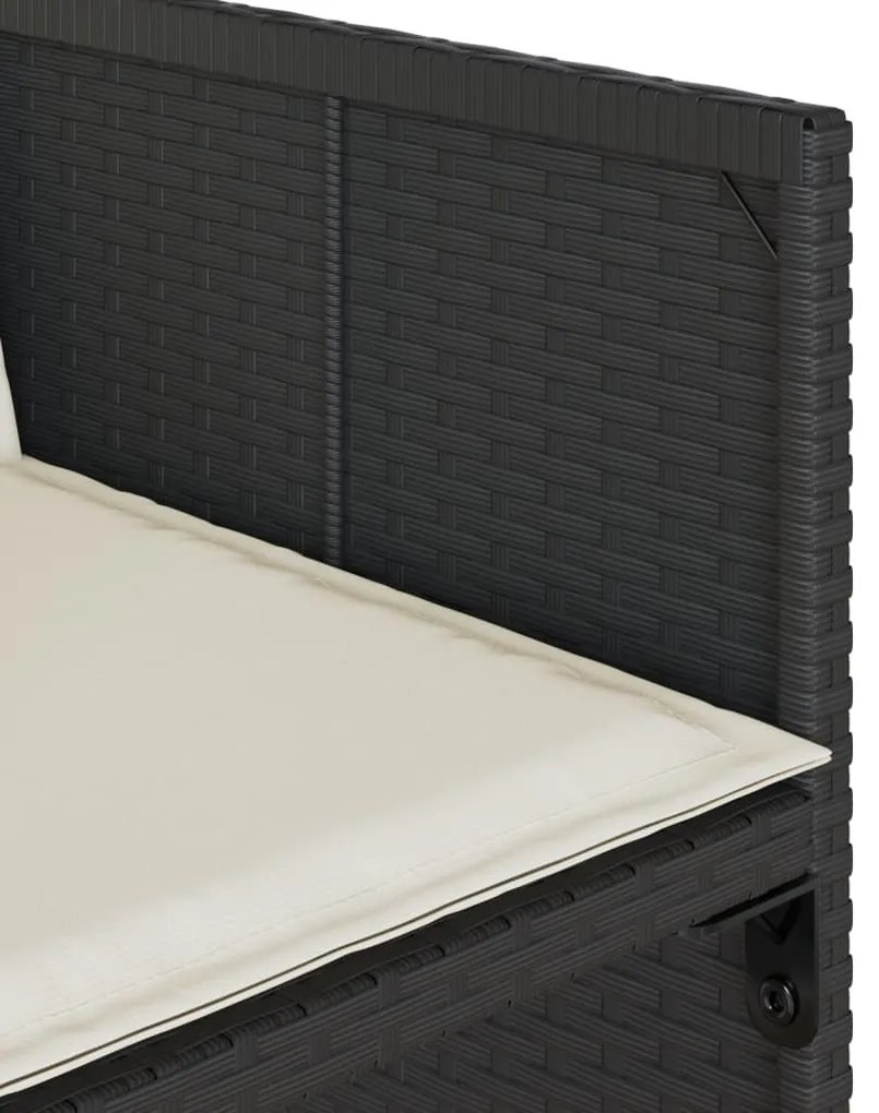 15 részes fekete polyrattan kerti étkezőgarnitúra párnákkal