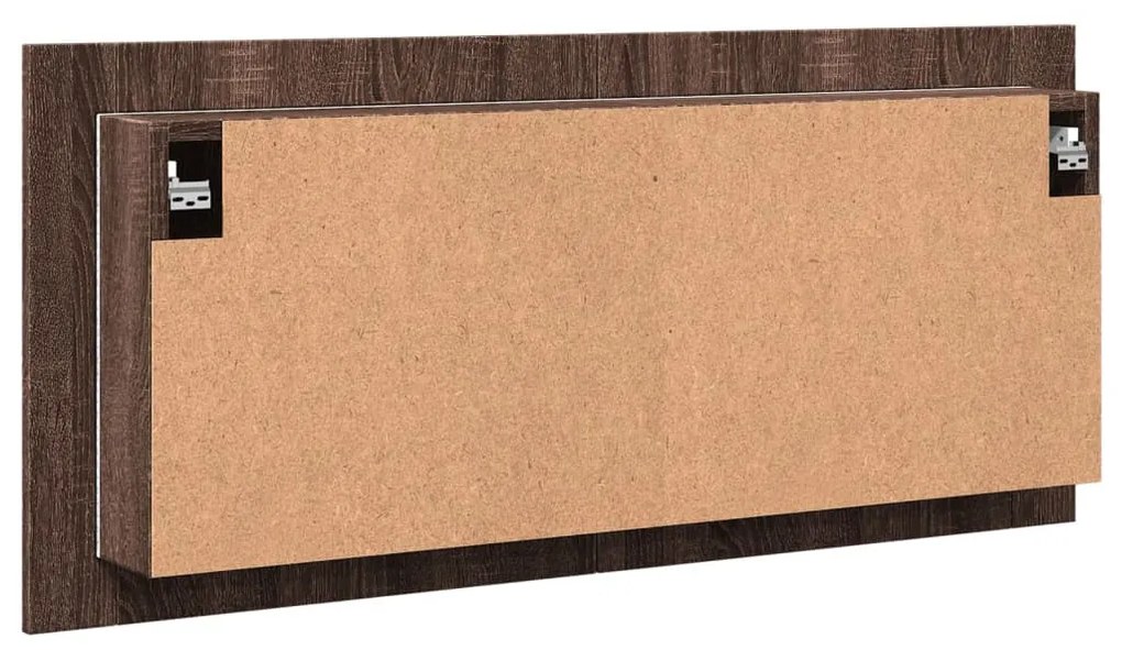 barna tölgyszínű LED-es tükrös fürdőszobaszekrény 100x12x45cm