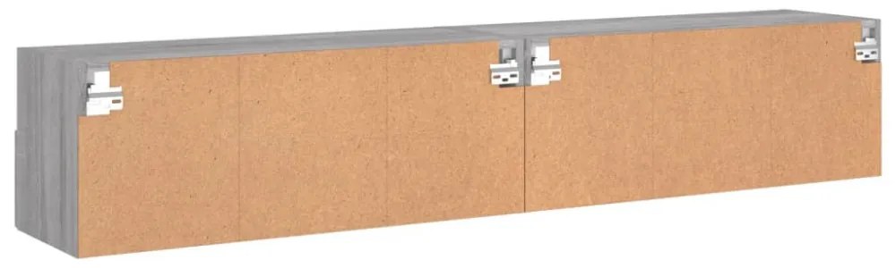 2 db szürke sonoma szerelt fa fali TV-szekrény 80 x 30 x 30 cm