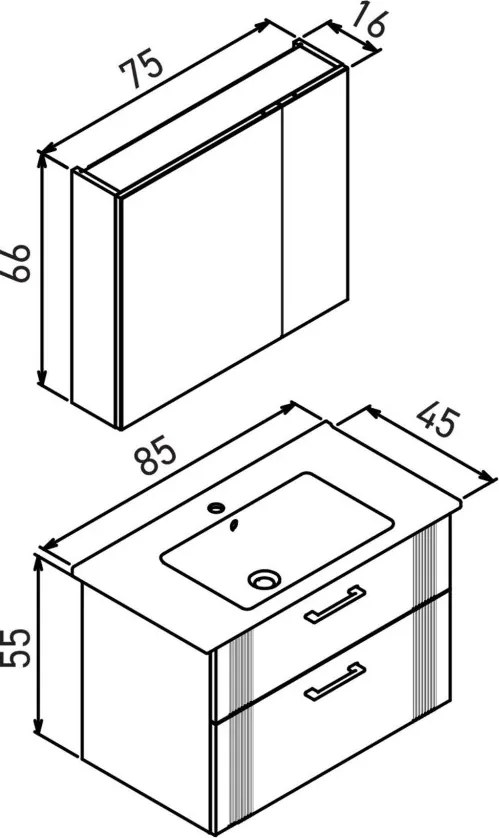 Bari mosdószekrény, 85 cm – TR785PNC1530