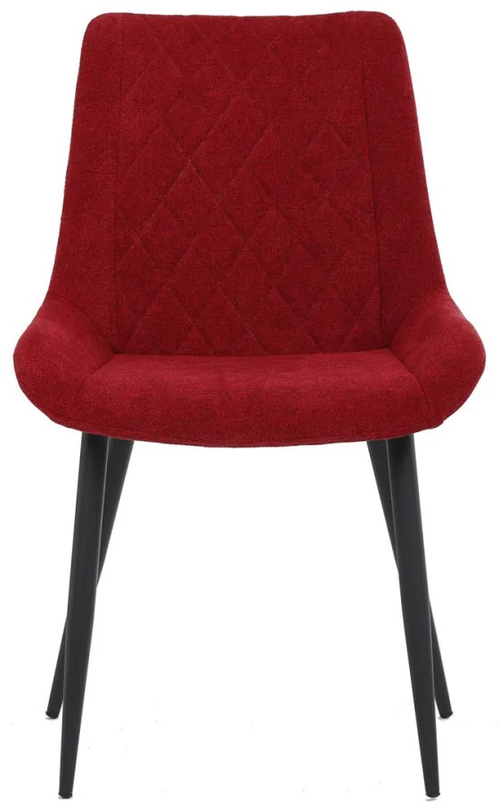 Scaun de sufragerie din țesătură roșie cu model elegant de romburi. DCL-218