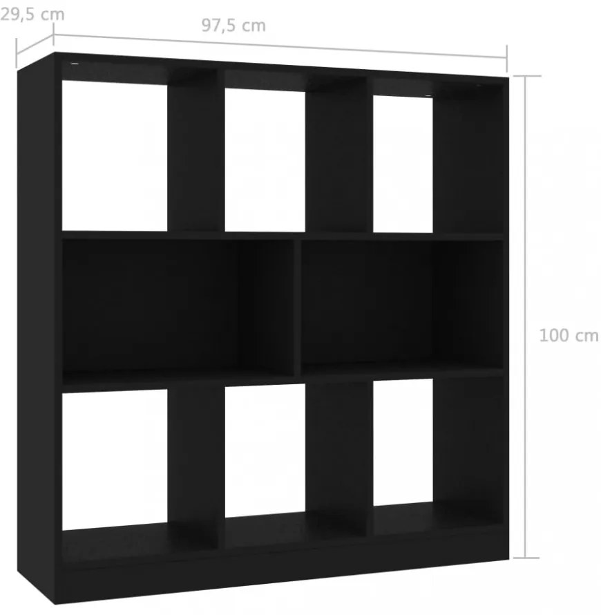 fekete szerelt fa könyvszekrény 97,5 x 29,5 x 100 cm