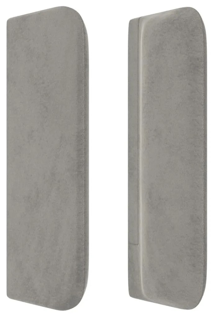 világosszürke bársony szárnyas fejtámla 163x16x78/88 cm