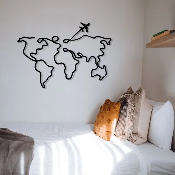 Fali dekoráció 60x42 cm térkép fém