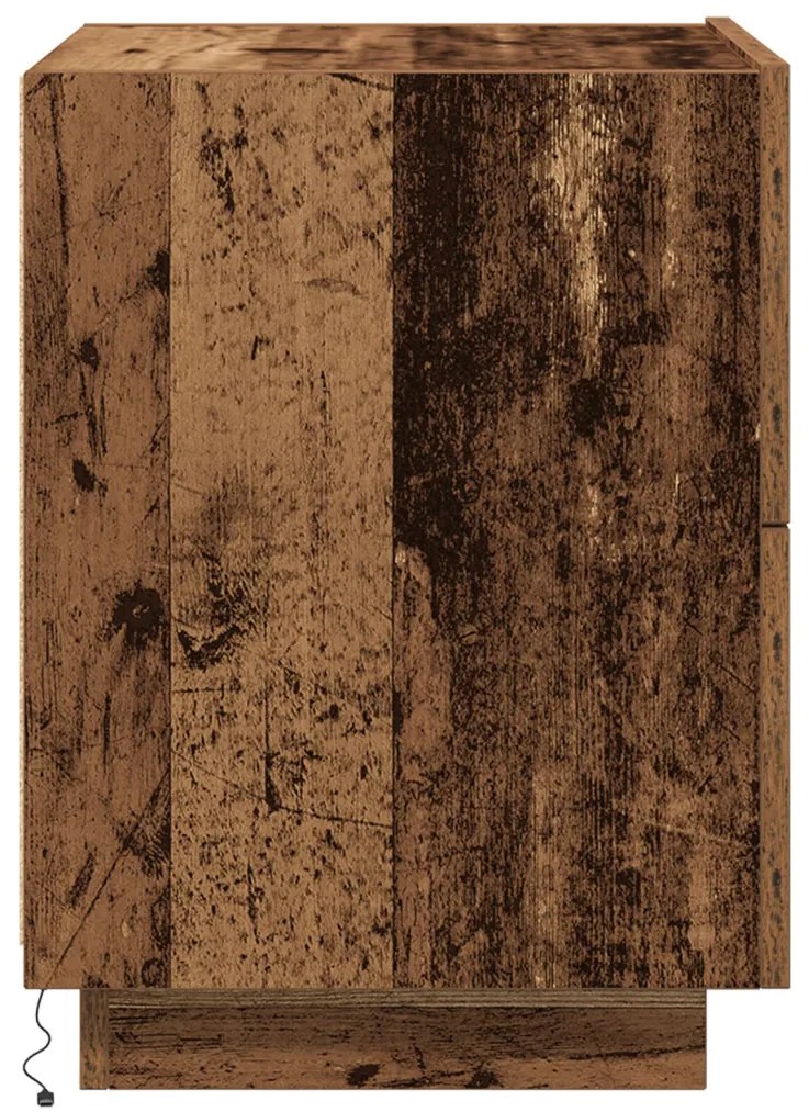 Éjjeli szekrény LED világítással 2 db Régi fa 45x40x55 cm