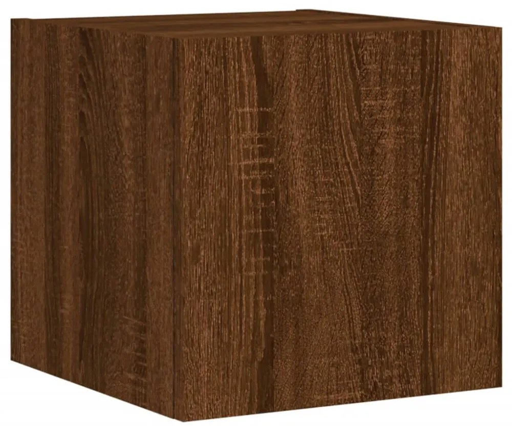 2 db barna tölgyszínű fali TV-szekrény LED-del 30,5x35x30 cm