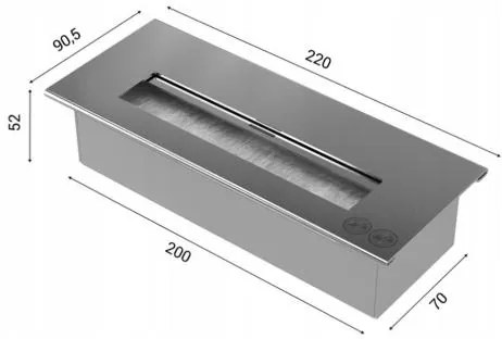 DELTA3/TUV beépíthető BIO kandalló 40x120 cm, 3x1,1 kW fekete
