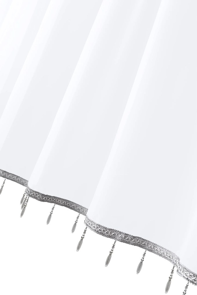 Kész függöny fátyol díszes szürke szalaggal, gyöngyökkel 500x120 cm