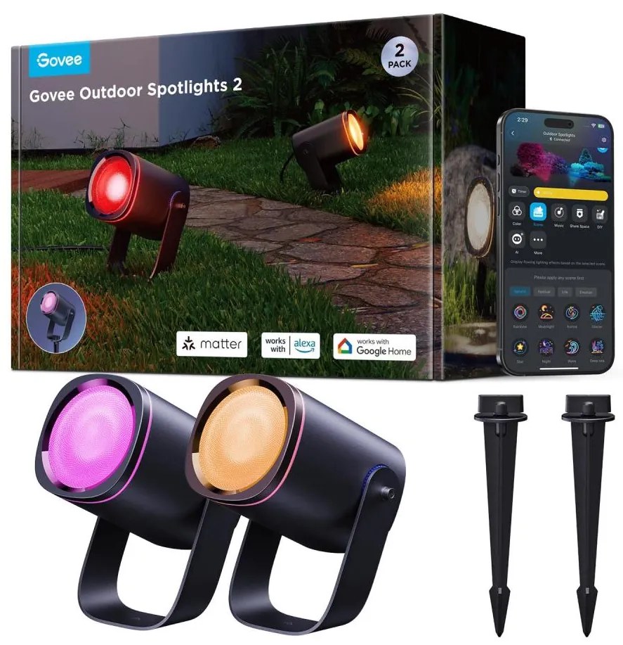 Govee Govee - LED RGBWW Dimmelhető reflektor LED/12W/230V IP67 2700-6500K Wi-Fi GV0075