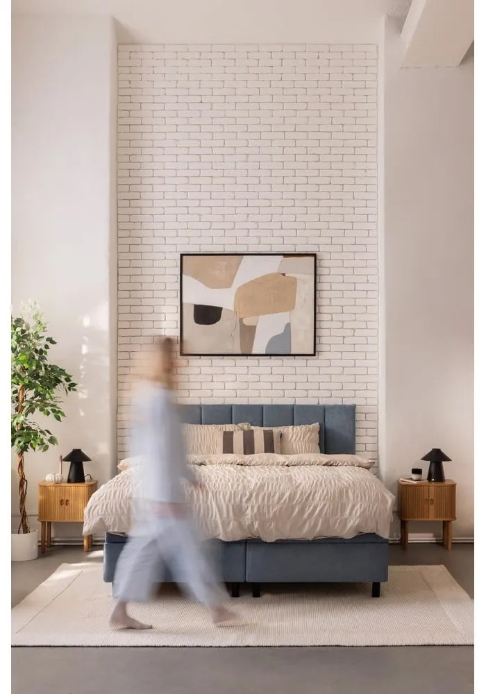 Kék ágyneműtartós boxspring ágy 180x200 cm Elva Bold Line – Bonami Selection