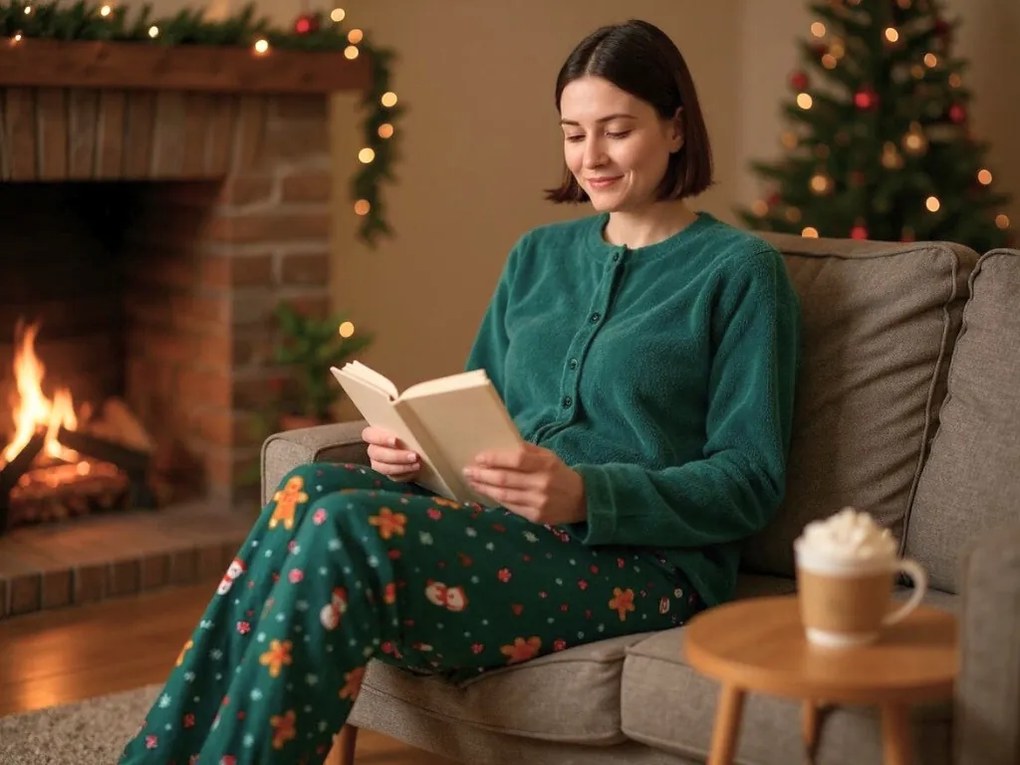 SNOWMAN AND GINGERBREAD zöld mikroplüss pizsama - különböző méretben Méret: L