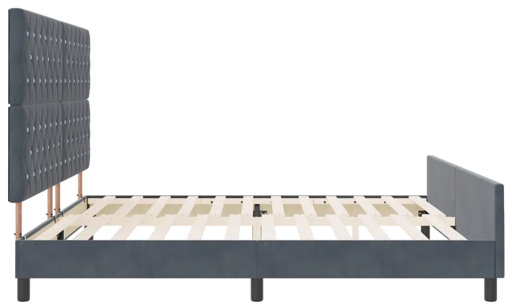 Ágykeret fejtámlával Sötétszürke 200 x 200 cm Bársony