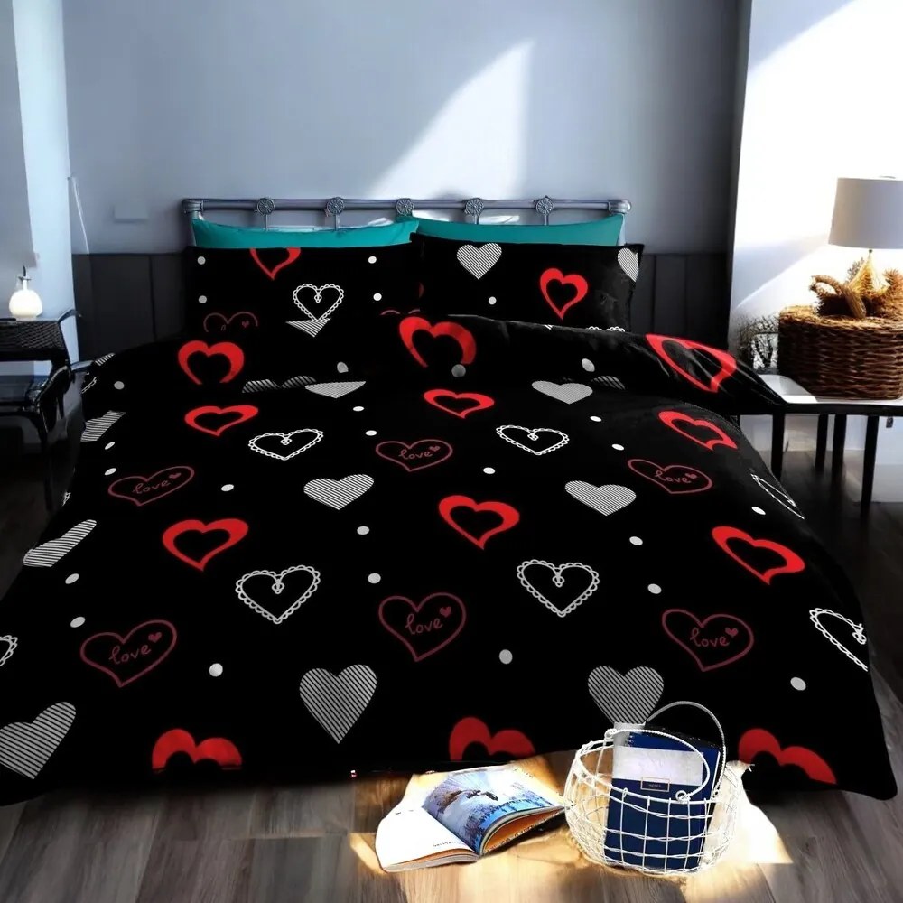 Pamut ágynemű Homa ROMEA BLACK 7 részes 140X200 cm