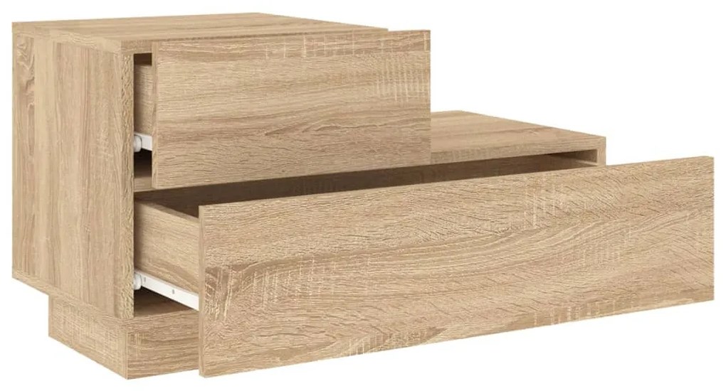sonoma tölgy színű éjjeliszekrény LED-ekkel 70 x 36 x 40,5 cm