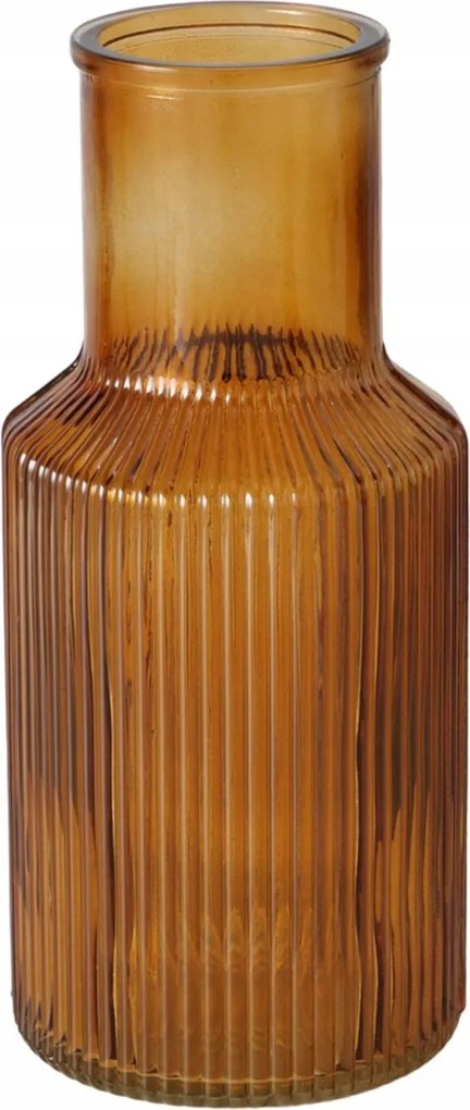 Üveg Váza Narancssárga Bordázott Elegáns Dekoratív Misam 10X22 CM