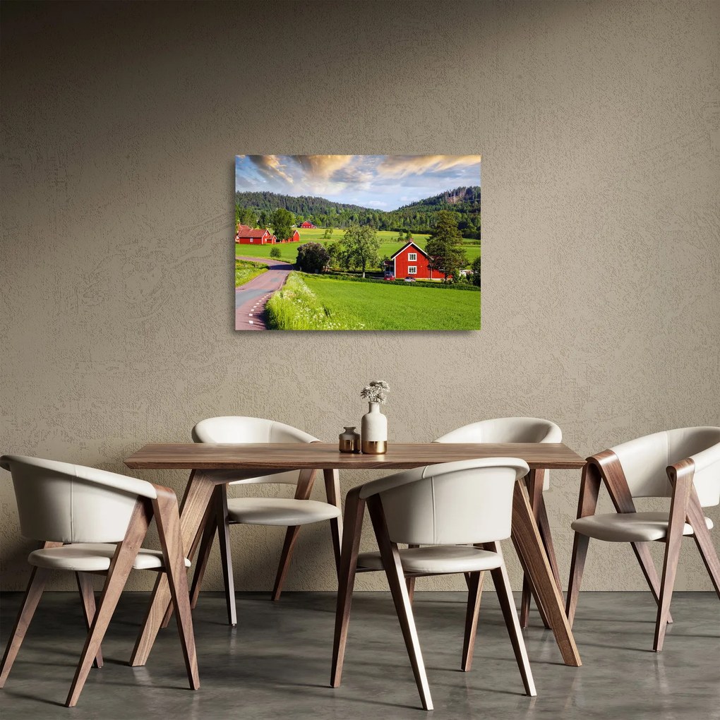 Vidéki kép (üvegen) (70x50 cm)