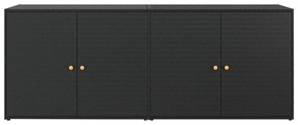 fekete polyrattan kerti tárolószekrény 198 x 55,5 x 80 cm