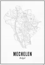 Poszter Mechlin Város 40x30 cm keret nélkül Wijck város alaprajz