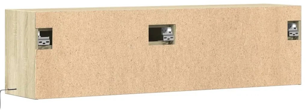 sonoma tölgy színű fali TV-szekrény LED-ekkel 140 x 31 x 38 cm