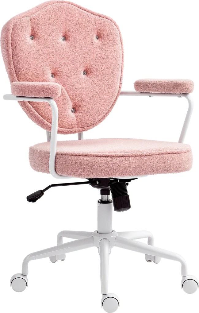 HOMCOM Irodai Szék, Ergonomikus Íróasztali Szék Ringató Funkcióval, Gombokkal Díszített Kárpit, Magasságállítható Számítógép Szék Forgó Funkcióval, Ot