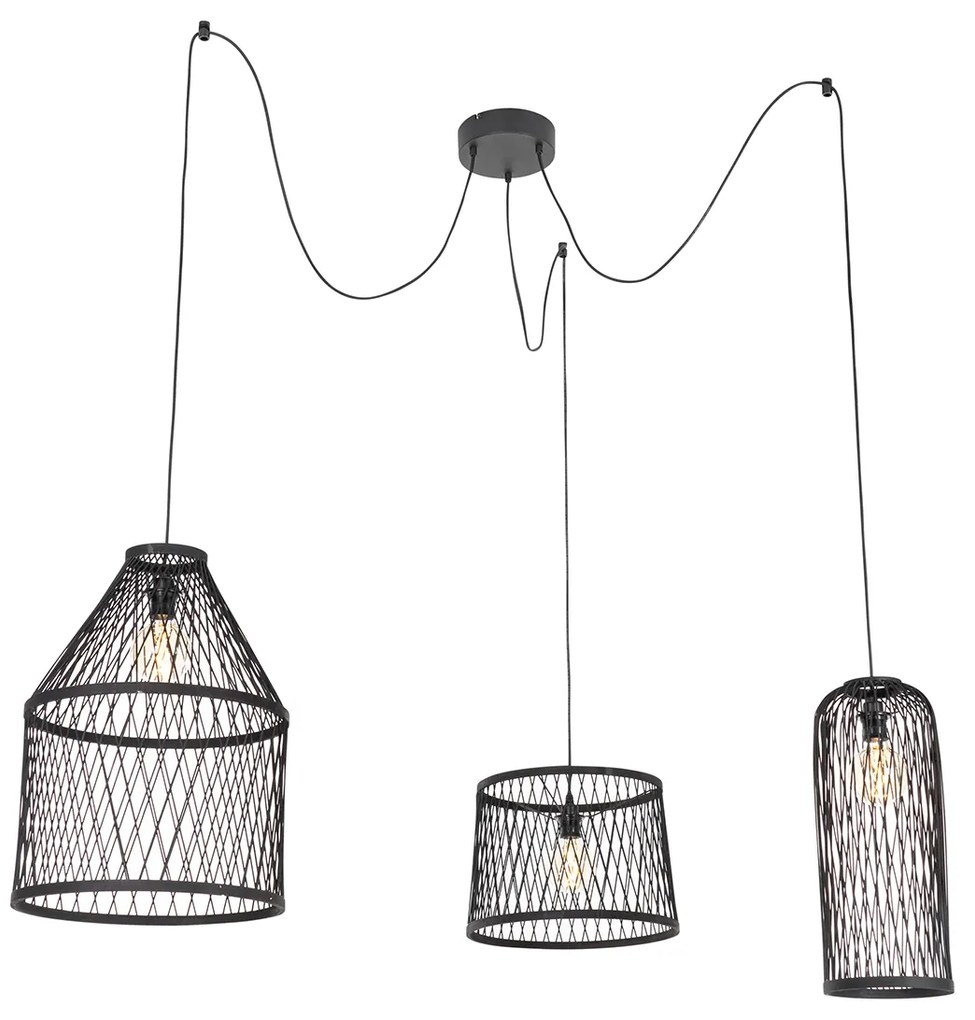 Okos kültéri lógólámpa fekete rattan 3 lámpás LED-del - Calamus