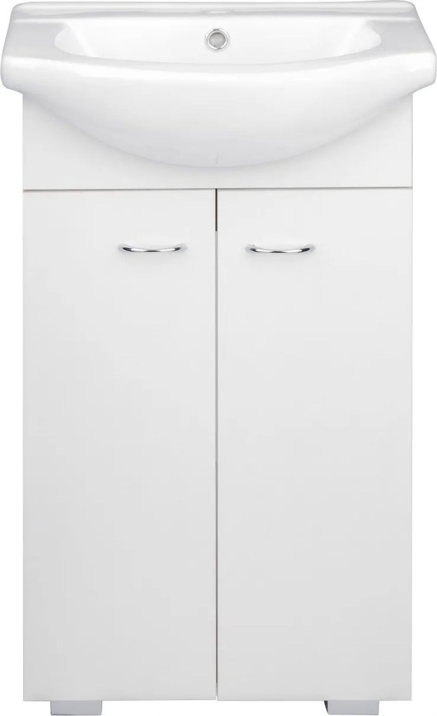 Fürdőszoba szekrény mosdóval 50x86 álló monumentális tölgy és fehér front