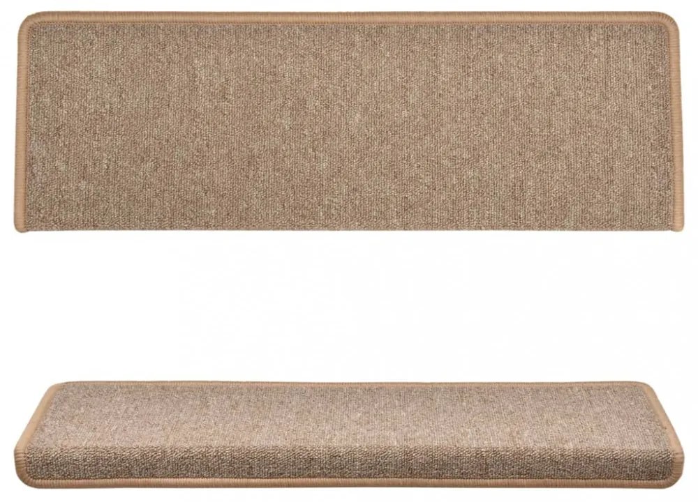 15 db világosbarna, téglalap alakú szélű lépcsőszőnyeg 65 x 21 x 4 cm