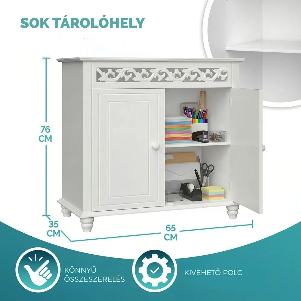 JERSEY komód, 76x65x35cm, fehér Casaria