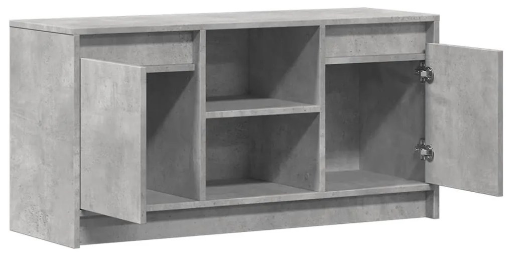 betonszürke szerelt fa TV-szekrény LED-ekkel 100 x 34 x 50 cm