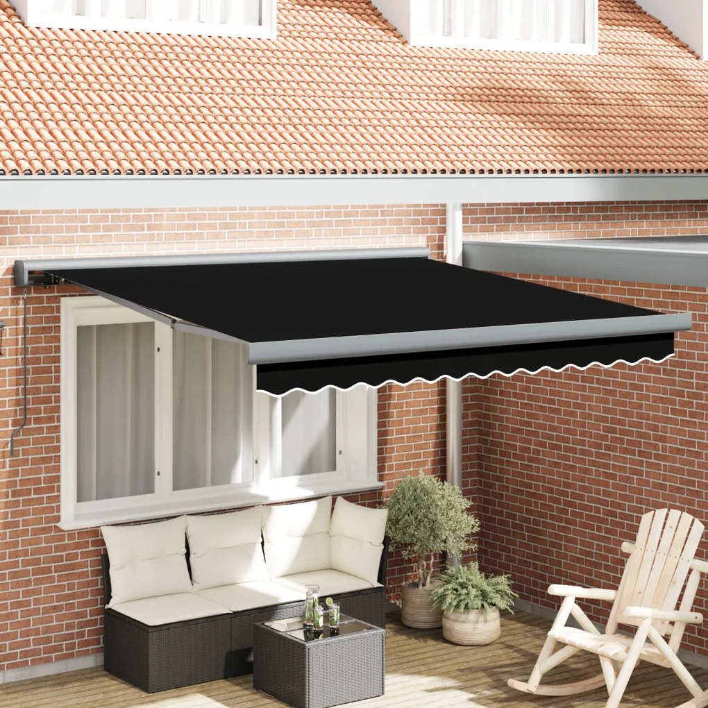 Kézi Behúzható Napernyő Fekete 300x250 cm