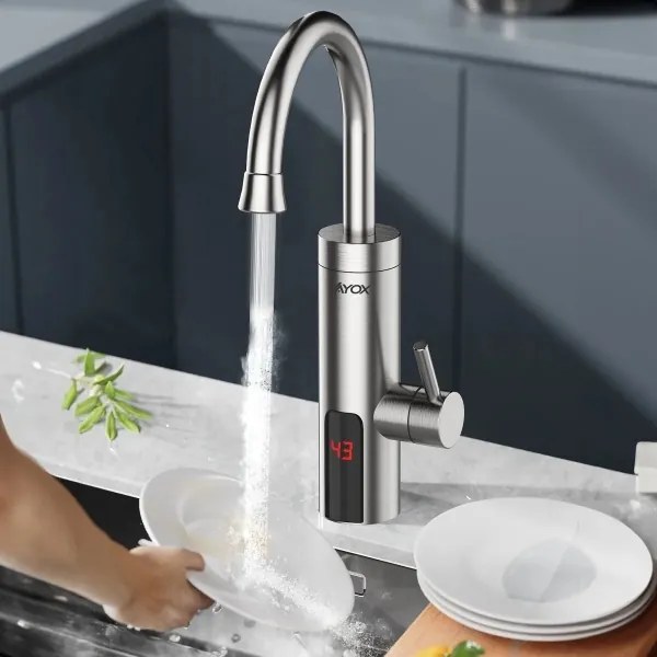 Átfolyós vízmelegítő LED kijelzővel 3000W/230V IPX4 rozsdamentes