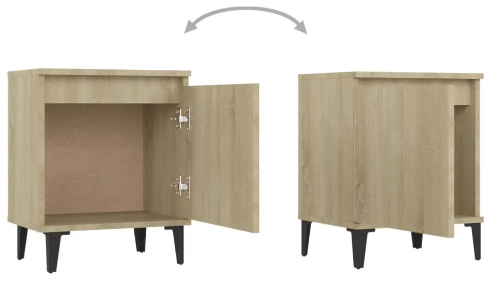 sonoma tölgy színű éjjeliszekrények fém lábbal 40 x 30 x 50 cm