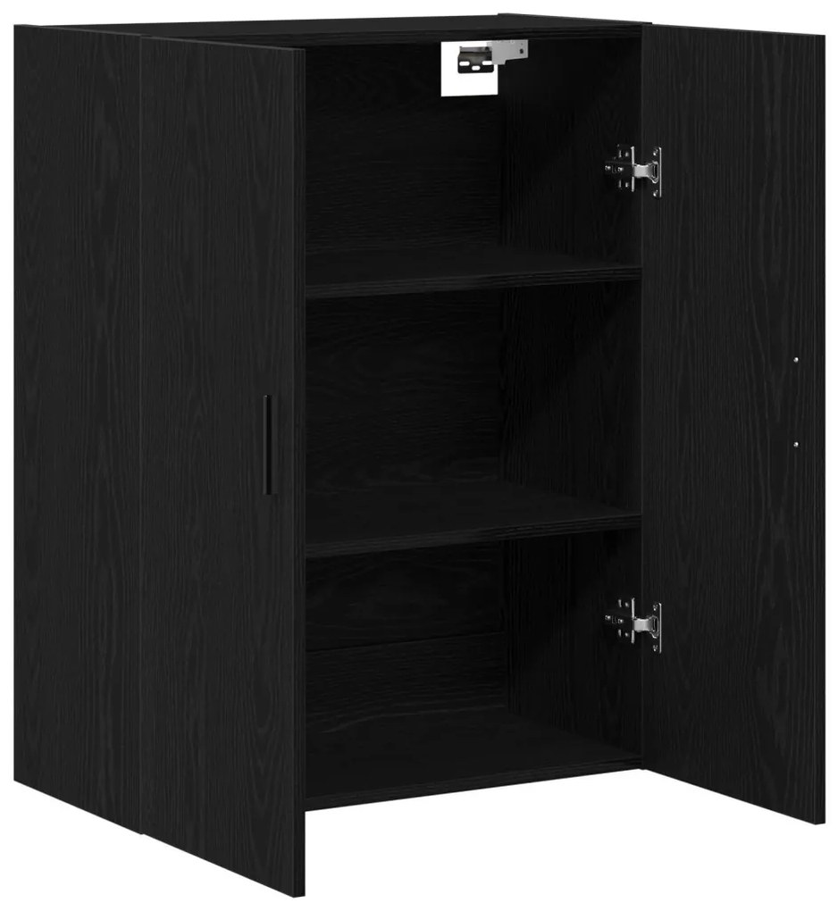 Fali Kábel Szekrény Fekete Tölgy 69,5x34x90 cm Műanyag Fa