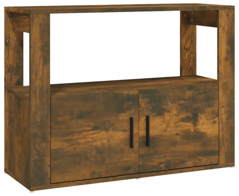 füstös tölgy színű szerelt fa tálalószekrény 80x30x60 cm