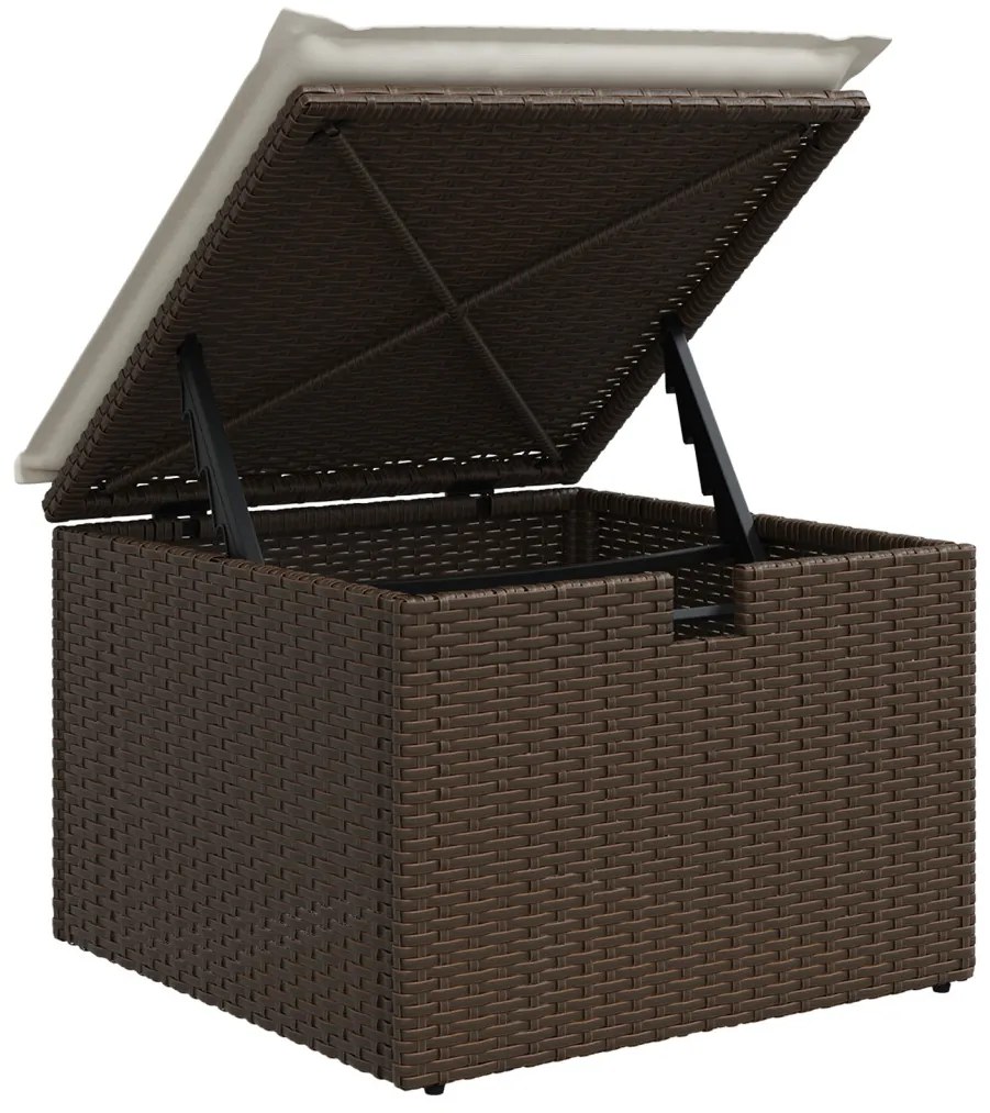 8 Részes Kerti Kanapészett Párnákkal Barna Poly Rattan