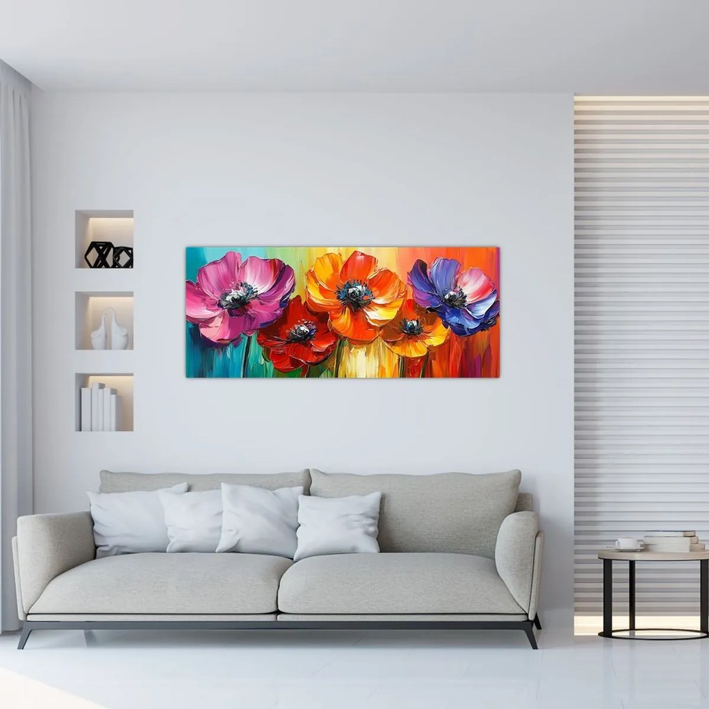 Kép - Öt színes virág (120x50 cm)