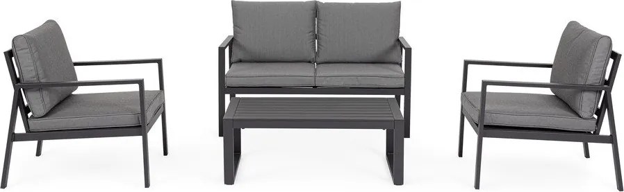 Antracitszürke alumínium négyszemélyes kerti lounge szett Hilde – Bizzotto