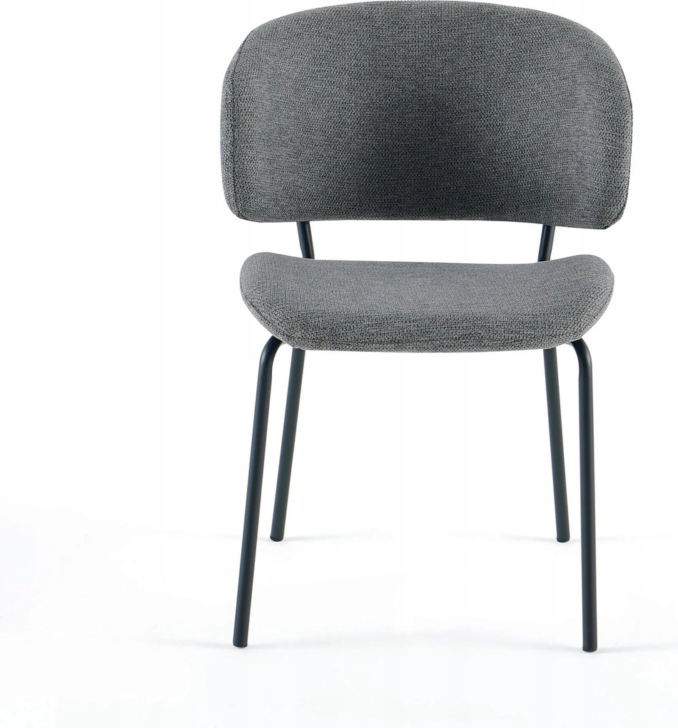 Szürke kárpitozott szék nappali étkezőbe fekete fém lábakkal