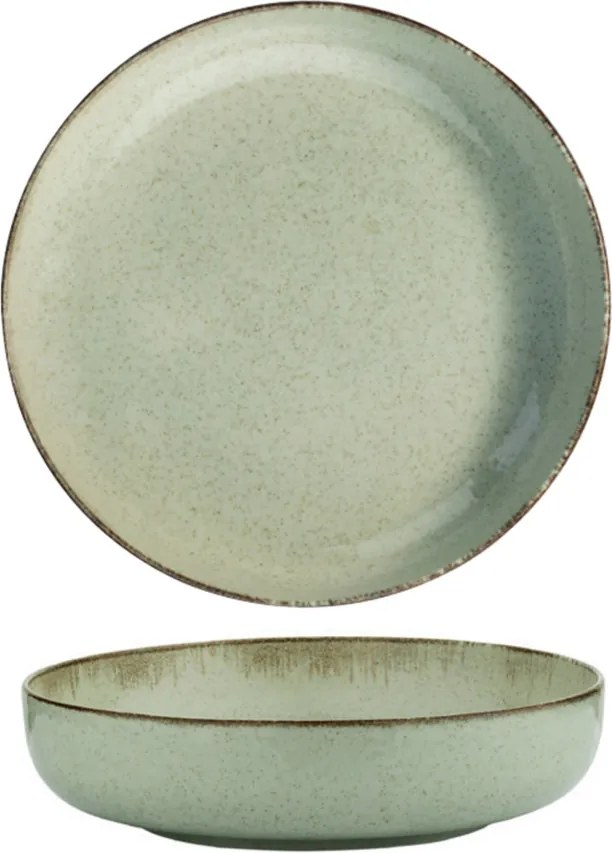 Tányérkészlet porcelán, zöld, 24 darabos